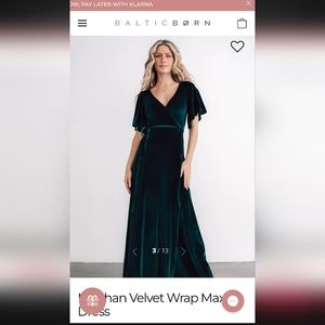 Green Velvet Maxi Wrap Dress-Baltic Born, New with Tags, Size Medium